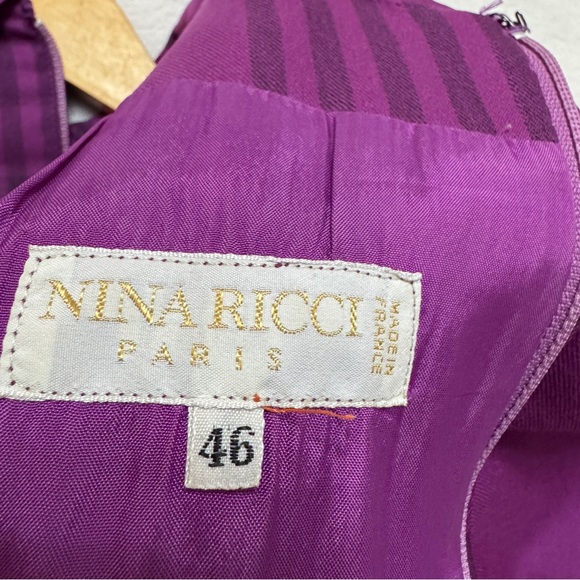 Nina Ricci Paris Vintage Dress Size 46 US approximately XL side pockets plaid - Picture 3 of 12